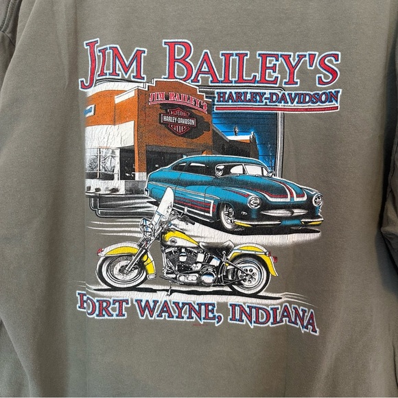 Harley-Davidson Vintage 2002 Men’s T-Shirt Size 2X Olive Green Logo Made In USA - Picture 6 of 8